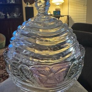 Glass Honeycomb Design Jar with Lid